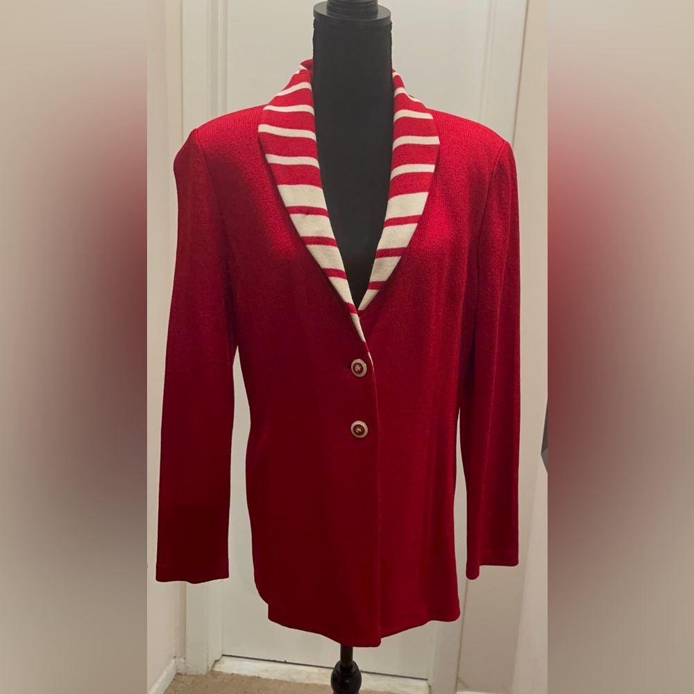 Like new St John Red and White blazer. Marie Gray Collection.